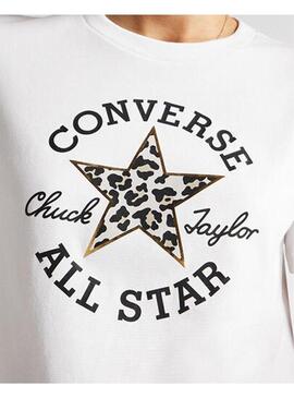 Camiseta Mujer Converse Chuck Patch Blanca Leopard