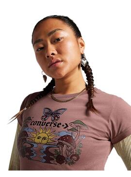 Camiseta Mujer Converse Blooming Granate