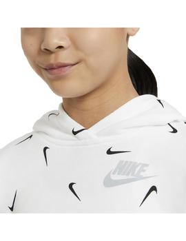 Sudadera Niña Nike Hoodie Blanca Logos