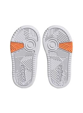 Zapatilla Niña adidas Hoops 3.0 Blanco/Naranja