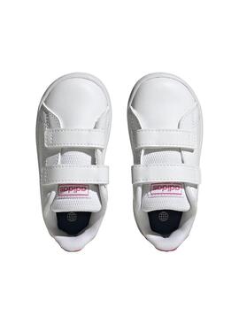 Zapatilla Baby adidas Advantage Blanca Rosa