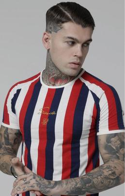 Camiseta Hombre SikSilk Stripe Gym Roja Blanca