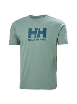 Camiseta Hombre Helly Hansen Logo Verde Agua