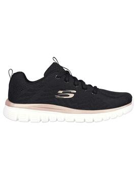 Zapatilla Mujer Skechers Graceful Negro/Dorado