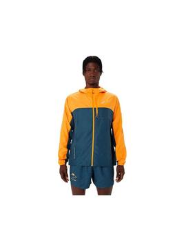 Cortavientos Hombre Asics Fujitrail Naranja Azul