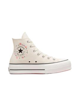 Zapatilla Mujer Converse All Star Plataf Little Flowers Beig