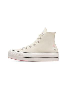 Zapatilla Mujer Converse All Star Plataf Little Flowers Beig