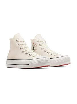 Zapatilla Mujer Converse All Star Plataf Little Flowers Beig