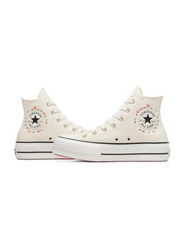 Zapatilla Mujer Converse All Star Plataf Little Flowers Beig