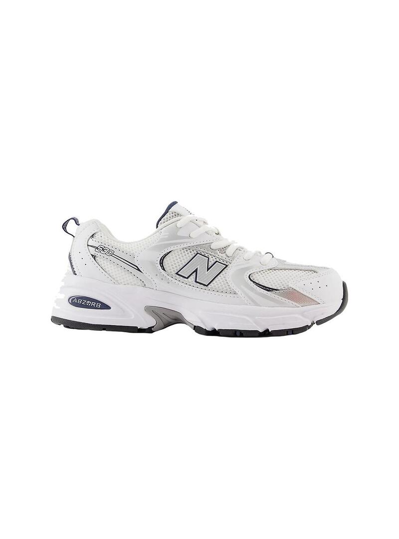 Zapatilla Nino a New Balance 530 Blanca Plata Marino