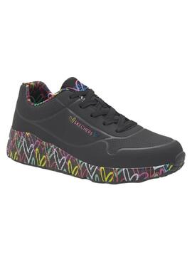 Zapatilla Niña Skechers Uno Lite Negra multicolor