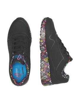 Zapatilla Niña Skechers Uno Lite Negra multicolor