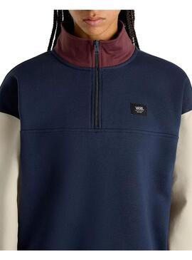 Sudadera Mujer Vans Colorblock Half Zip Azul Grana