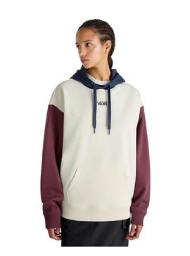 Sudadera Mujer Colorblock Beige Azul Granate