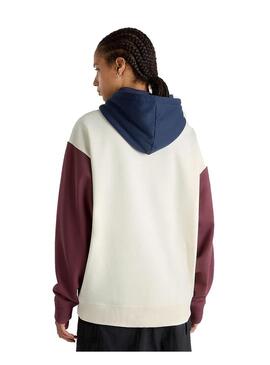 Sudadera Mujer Colorblock Beige Azul Granate