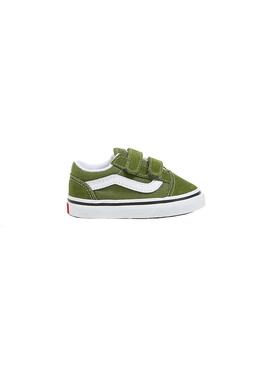 Zapatilla Baby Vans Old Skool Verde Blanca