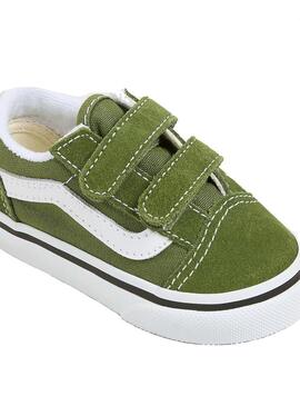 Zapatilla Baby Vans Old Skool Verde Blanca