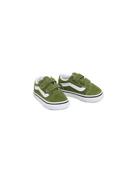 Zapatilla Baby Vans Old Skool Verde Blanca