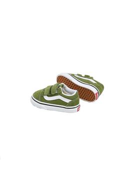 Zapatilla Baby Vans Old Skool Verde Blanca