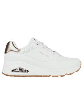 Zapatilla Mujer Skechers Uno Shimmer away blanca