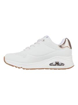 Zapatilla Mujer Skechers Uno Shimmer away blanca