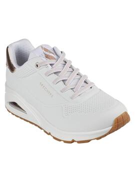 Zapatilla Mujer Skechers Uno Shimmer away blanca