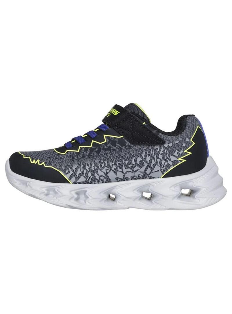 Zapatilla Niño Skechers S Lights Vortex 2.0 Gris