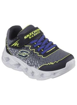 Zapatilla Niño Skechers S Lights Vortex 2.0 Gris