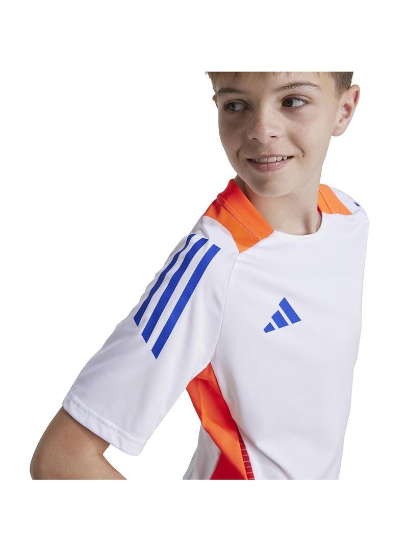 Camiseta Niño/a adidas Tiro Blanca Naranja