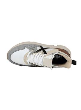 Zapatilla Hombre Munich Clik 75 Blanca Gris Marron