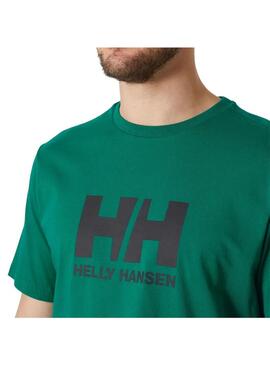 Camiseta Hombre Helly Hansen Logo 2.0 Verde