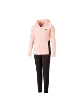 Conjunto Niña Puma Hooded Sweat Rosa/Negro