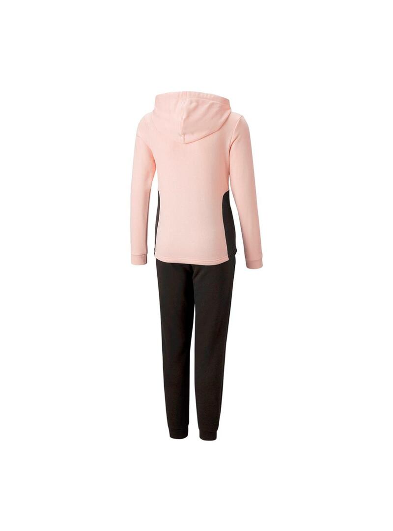 Conjunto Niña Puma Hooded Sweat Rosa/Negro