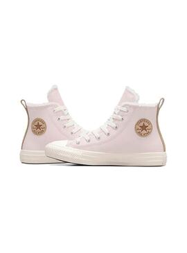 Zapatilla Niña Converse All Star Leather & Sherpa Rosa