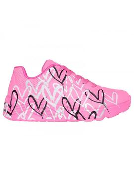 Zapatilla Niña Skechers UNo Lite Corazones Rosa