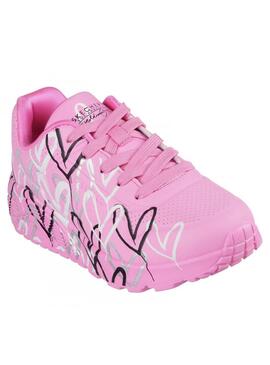 Zapatilla Niña Skechers UNo Lite Corazones Rosa