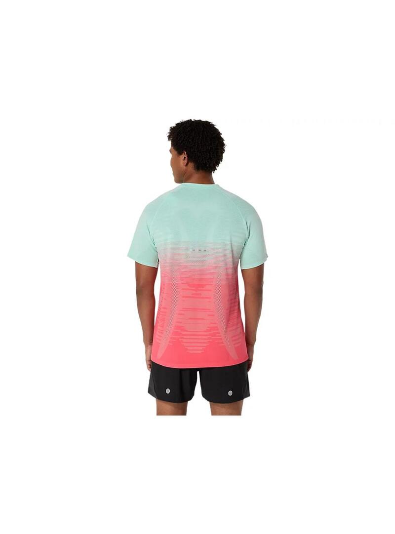 Camiseta Hombre Asics Seamless Azul Rojo