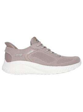 Zapatilla Mujer Skechers Bobs Squad Slip-ins Beige