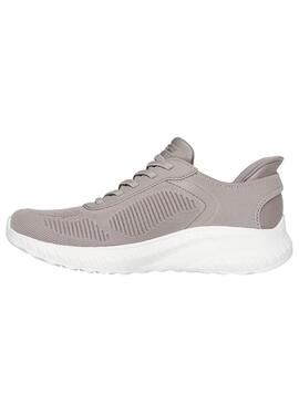 Zapatilla Mujer Skechers Bobs Squad Slip-ins Beige