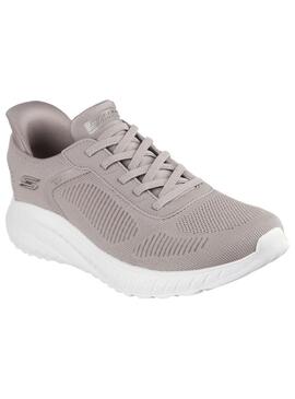 Zapatilla Mujer Skechers Bobs Squad Slip-ins Beige