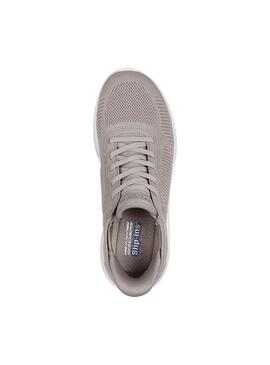 Zapatilla Mujer Skechers Bobs Squad Slip-ins Beige