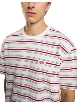 Camiseta Hombre Dickies Lewistown Stripe Blanca Ro