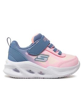 Zapatilla Baby Skechers S Lights Ombre Deluxe Rosa Morado