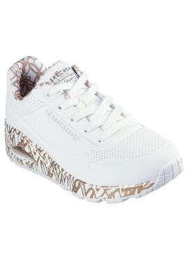 Zapatilla Mujer Skechers One Love Blanca Dorada