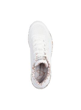 Zapatilla Mujer Skechers One Love Blanca Dorada