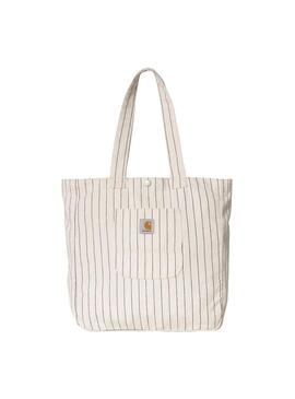 Bolso Unisex Carhartt WIP Hendry Tote Rayas Blanco